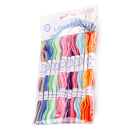 Sada vyšívacej priadze typu mouline (12ks/8m) - melír