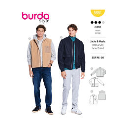 Strih Burda žltý 5681 - pánska bunda bluzón na zips, vesta