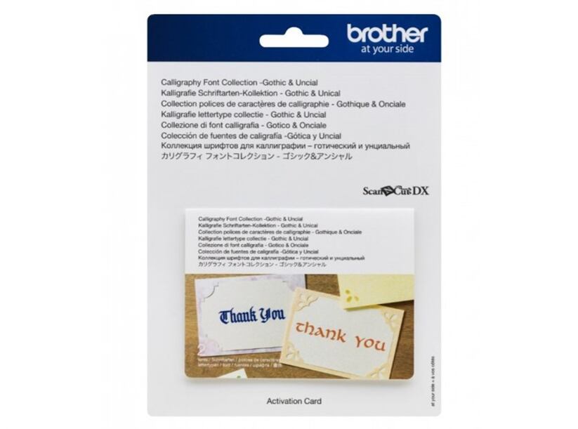 Karta s fontami kaligrafického písma - rezací ploter Brother