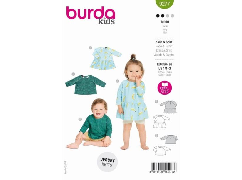 Strih Burda zelený 9277 - detské šaty, tričko