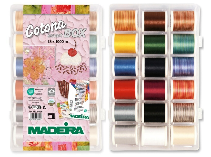 Vyšívacie a quiltovacie nite Madeira Cotona 50 Smartbox (18x1000m)