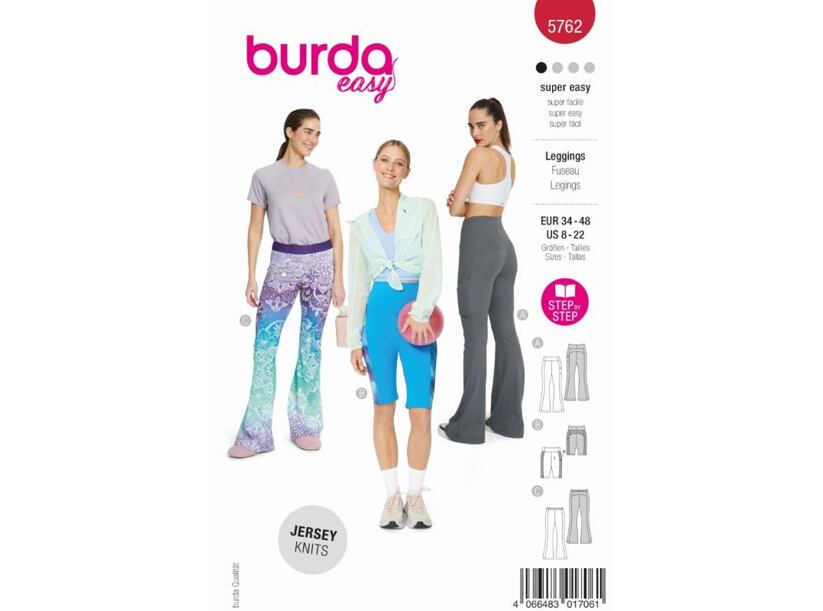 Strih Burda červený 5762 - funkčné nohavice, športové nohavice, legíny