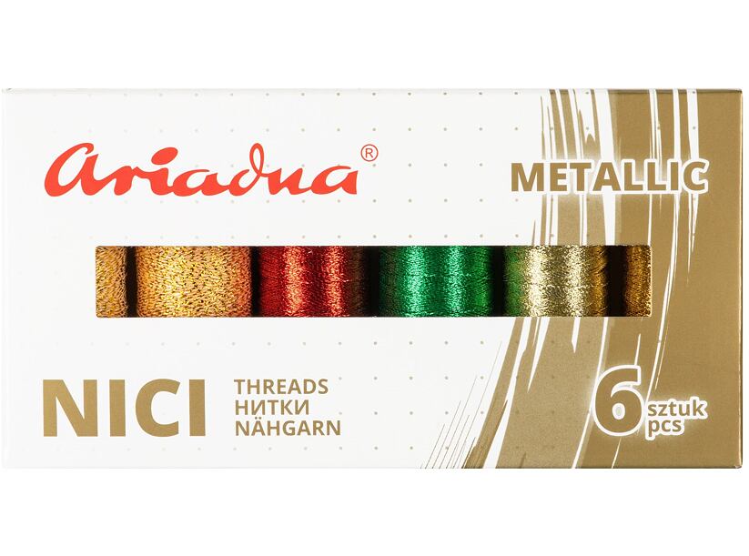 Súprava vyšívacích nití Ariadna Talia (3x150,3x250m) - Metallic Eart Silva