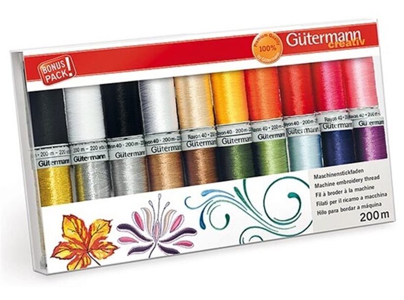 Sada vyšívacích nití Gütermann Creativ (20x200m)
