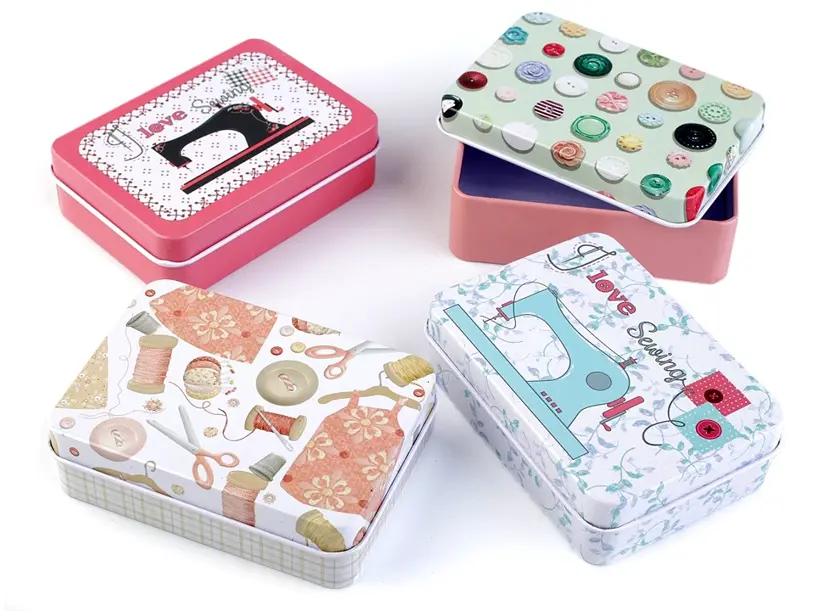 Plechová krabička na šijacie potreby