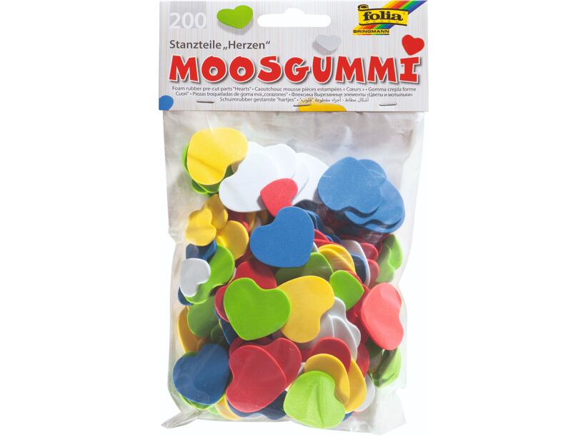 Výseky z pěnovky moosgummi (200ks) - srdce