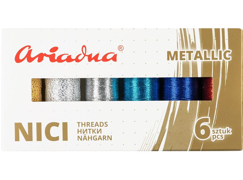 Súprava vyšívacích nití Ariadna Talia (3x150,3x250m) - Metallic Sky Silva