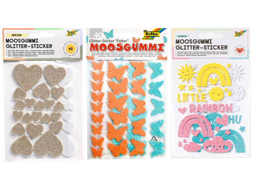 Samolepky z moosgummi - s trblietkami