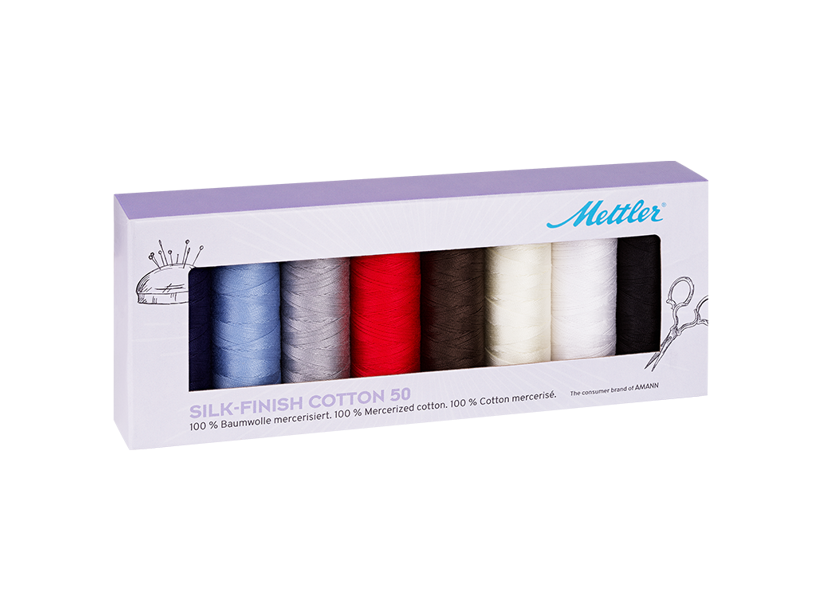 Súprava bavlnených nití SILK-FINISH COTTON 50 METTLER (8x150m)