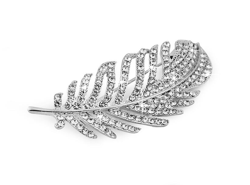 Brošňa kúzelné pierko vysadené kamienkami