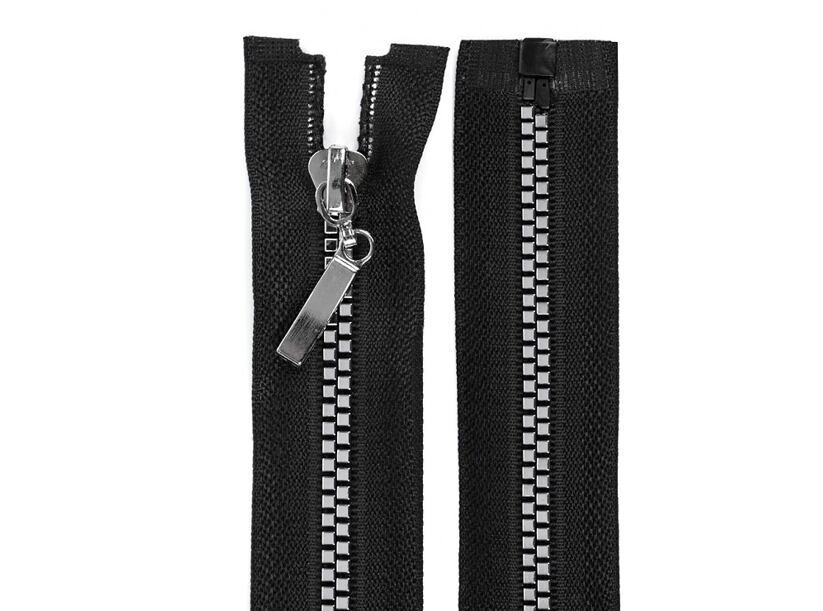 Kostěný zip šíře 5 mm délka 18 cm čtvercové zoubky - černý