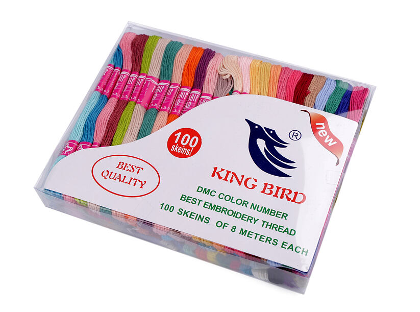 Sada vyšívací příze typu mouline King Bird (100ks/8m)