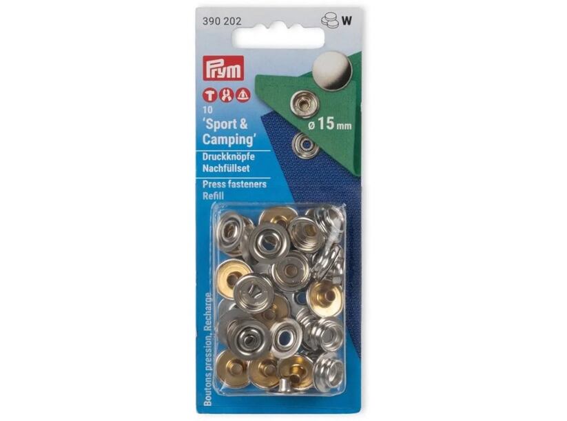Gombík stláčací SPORT & CAMPING 15 mm nikel - PRYM