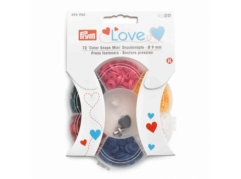 Súprava patentiek "Color Snaps" MINI 9mm v boxe s aplikátorom - PRYM LOVE