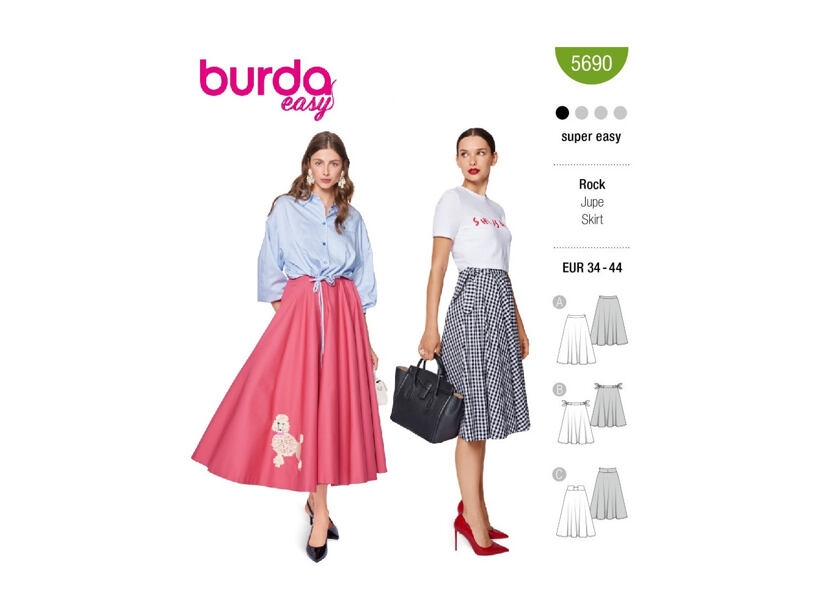 Strih Burda zelený 5690 - nohavice marlene so širokými nohavicami, šortky