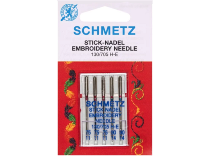 Ihly Schmetz 130/705 HE V3S embroidery (3x75, 2x90) - vyšívacie ihly