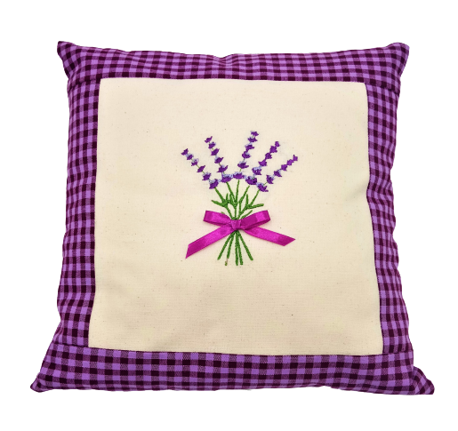 Obliečka na vankúš s výšivkou levandule