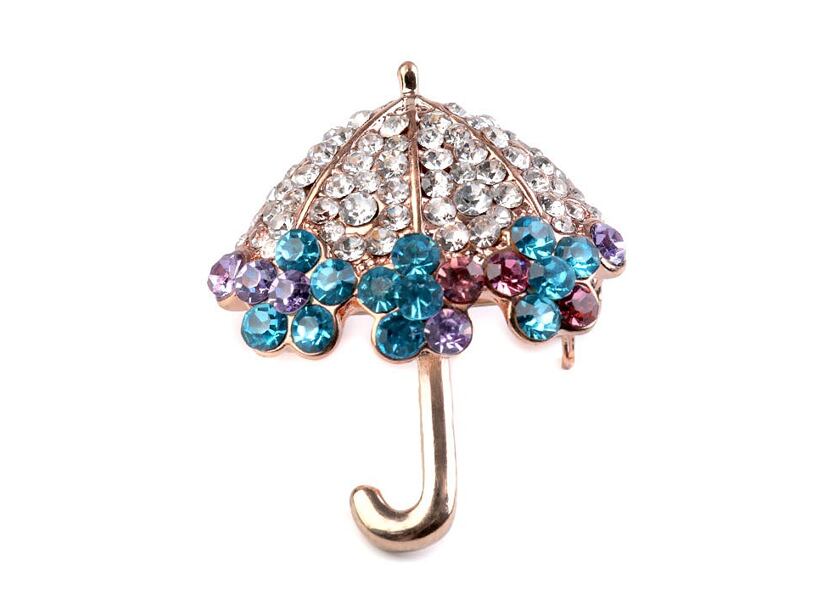 Brož deštník s kytičkami