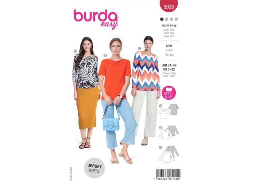 Strih Burda červený 5926 - tričko s vodou