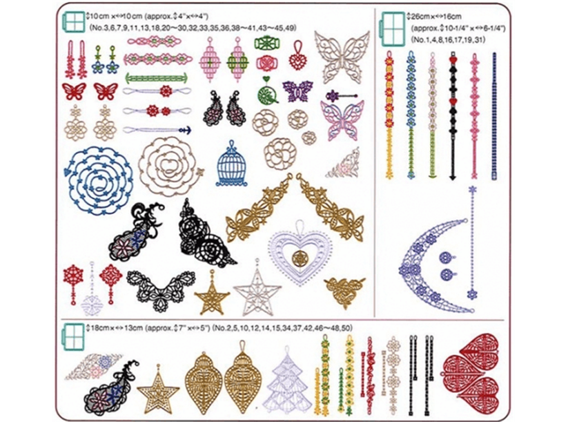 Vyšívacie vzory Brother č. 13 USB - Čipkové motívy