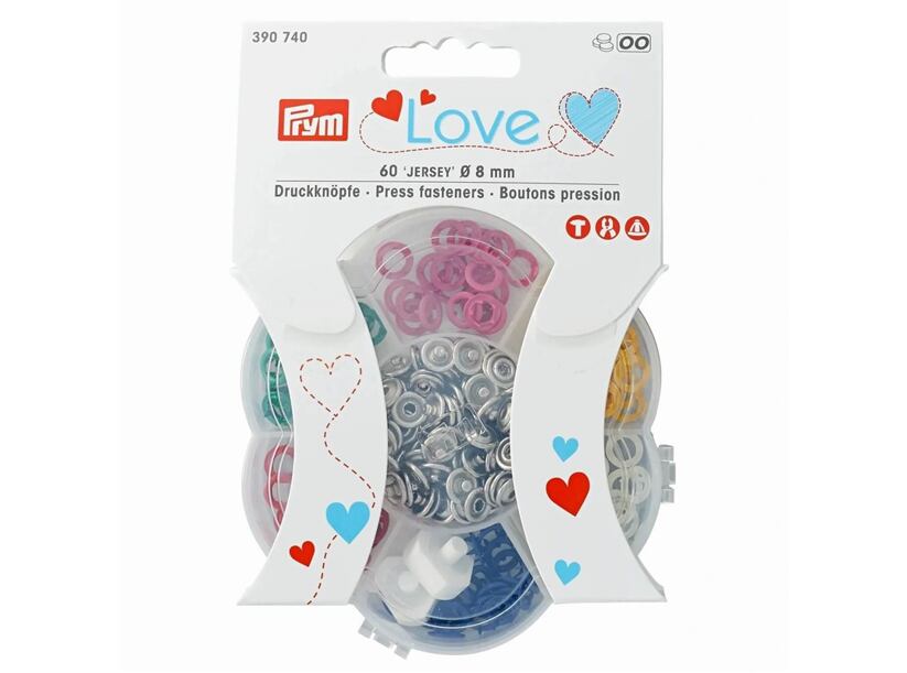 Sada farebných stláčacích gombíkov 8 mm v boxe - PRYM LOVE