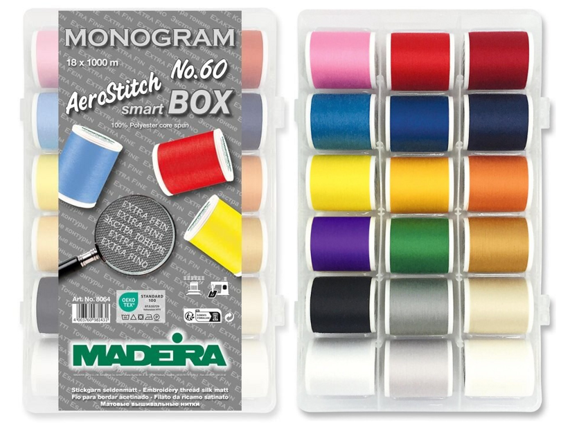 Vyšívacie nite PES Madeira AeroStitch 60 Smartbox (18x1000m)