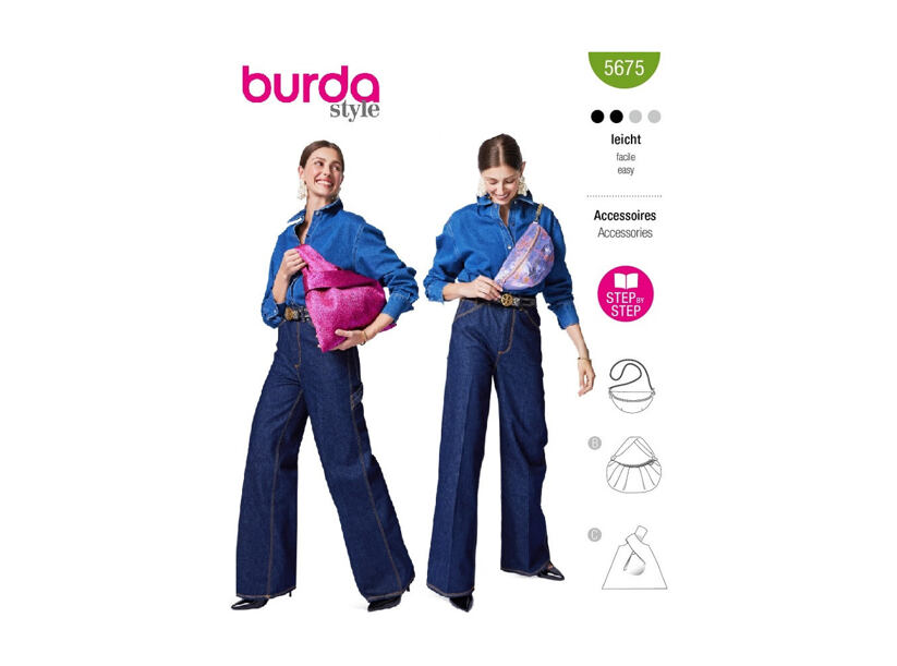 Strih Burda zelený 5675 - kabelka cez rameno, taška