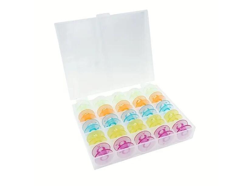 Box na cievky - plný - farebné cievky (25ks CB cievok plast)