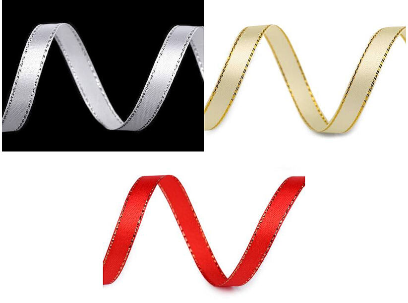 Atlasová stuha s lurexovým okrajom (6 mm x 5 m)