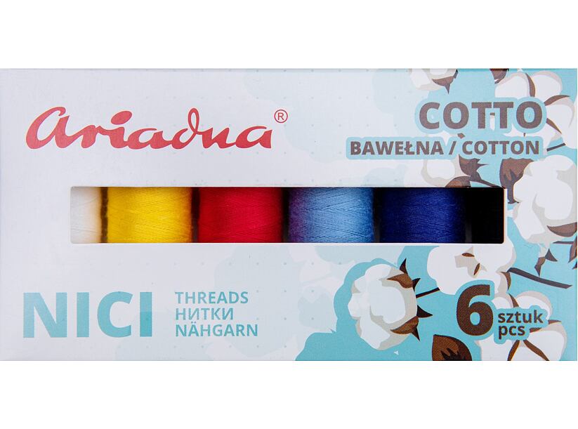 Sada bavlnených šijacích nití Ariadna Talia (6x170m) - Cotto Sky