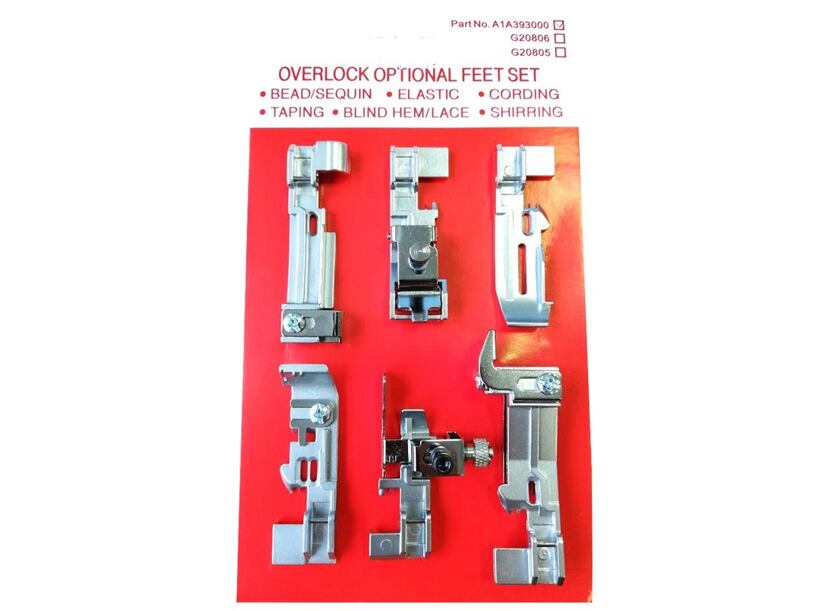 Súprava 6 pätiek pre overlock Juki MO-50e, Juki MO-80CB, Veritas Melanie