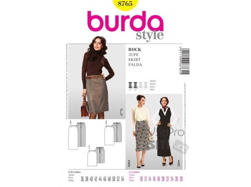 Strih Burda žltý 8765 - dámska sukňa