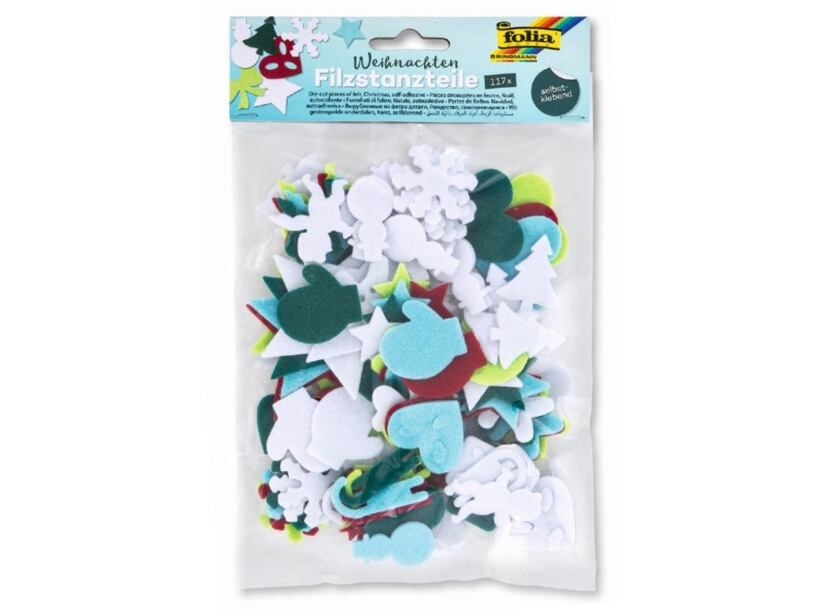 Filcové výseky samolepiace (117ks) - Vianočné motívy