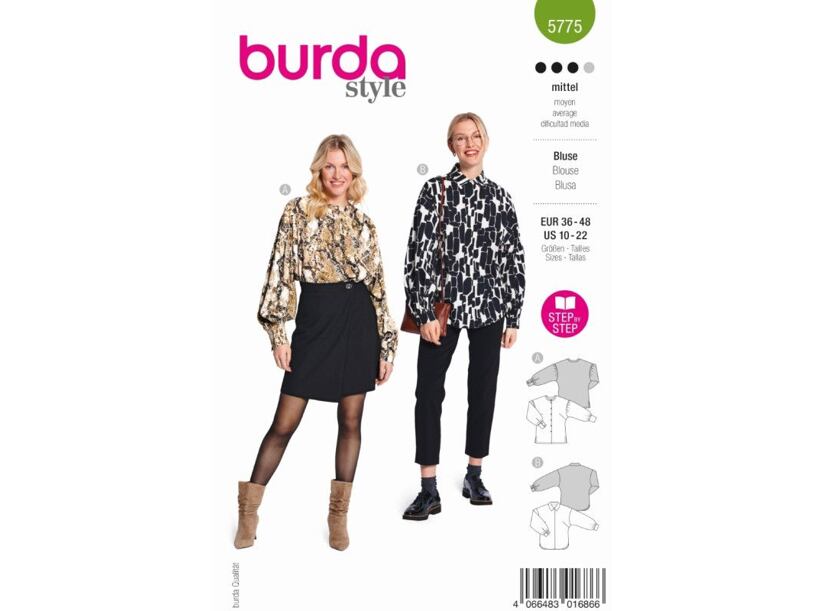 Strih Burda zelený 5775 - košeľa, blúzka so skrytým zapínaním