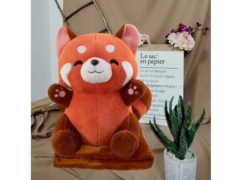 Plyšová PANDA červená - Vankúš a deka 2v1