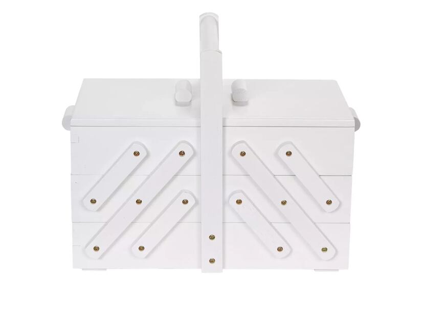 Kazeta - dřevěný košík na šicí potřeby, vel. M - bílý - PRYM