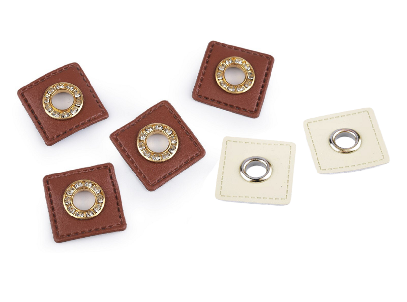 Průchodka s koženkou - k našití - průvlek 8 mm (4ks)