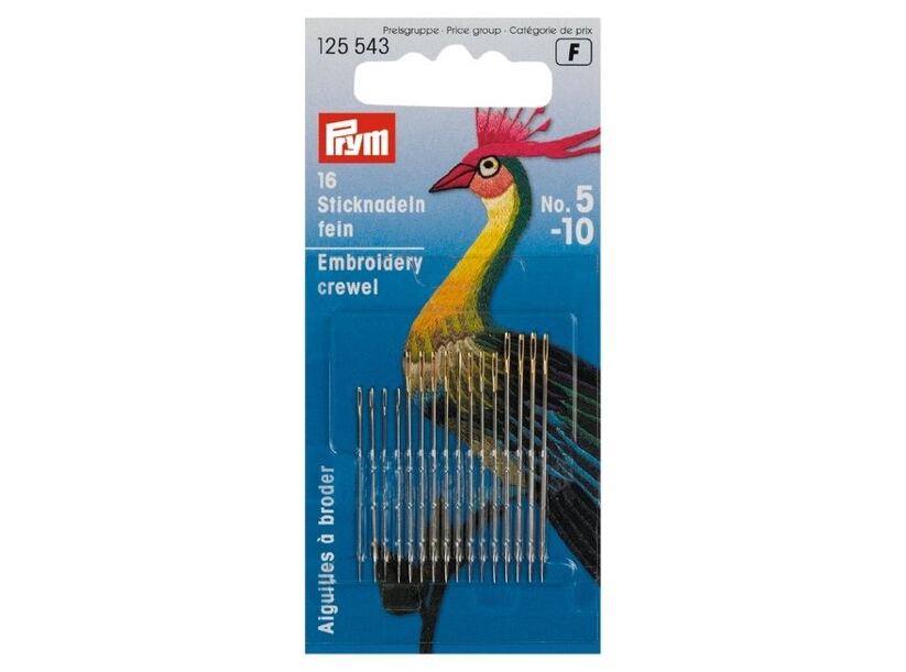 Ihly na ručné vyšívanie (16ks) - ostré - PRYM (vel.5-10)