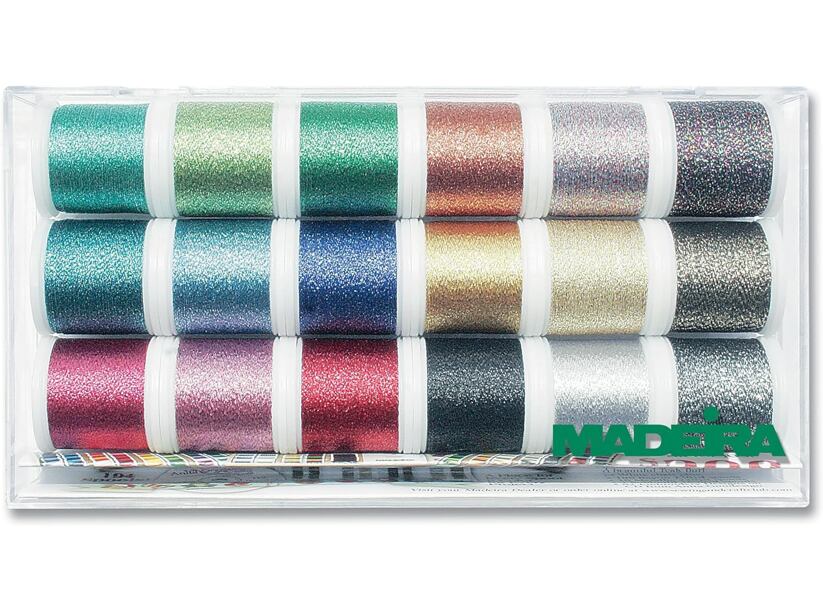 Vyšívacie nite PES Madeira Metallic box (18x200m)