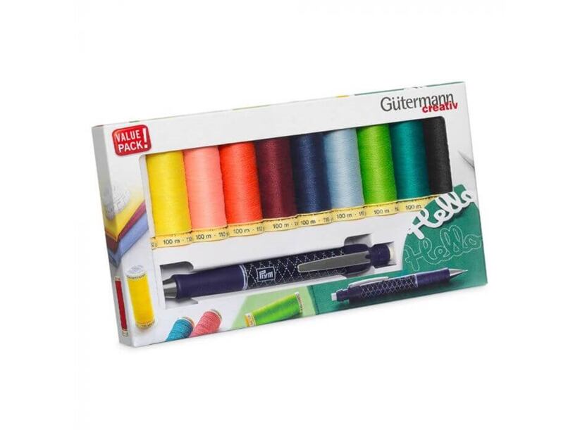 Sada šicích nití PES Gütermann (10x100m) + značkovací tužka