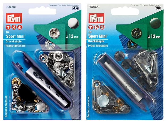 Gombík stláčací SPORT MINI 13mm s aplikátorom - PRYM