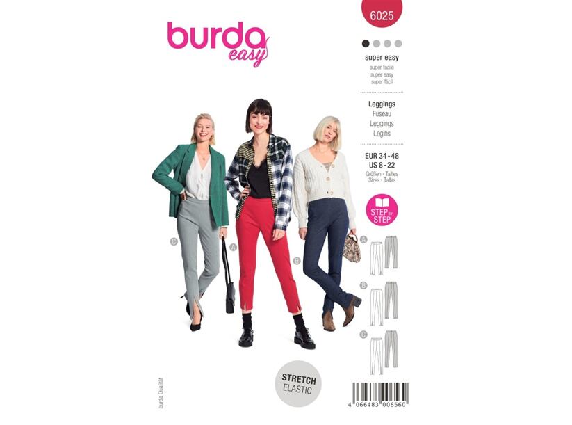 Strih Burda červený 6025 - legíny