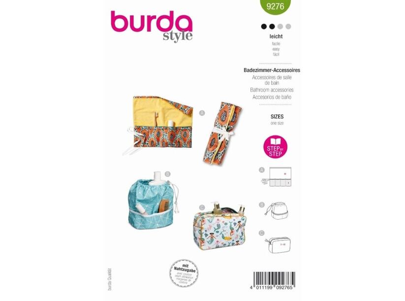 Strih Burda zelený 9276 - kozmetická taštička, taštička na make-up