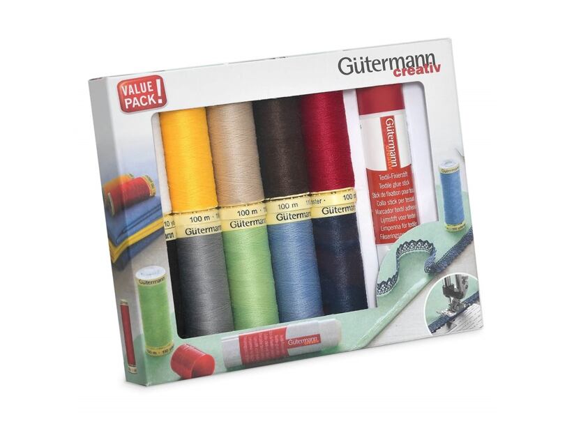 Sada šicích nití PES Gütermann (10x100m) + lepidlo v tubě