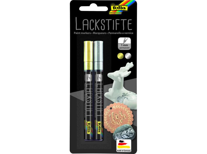 Lakové ceruzky na zdobenie a detaily - zlatá a strieborná (2ks)