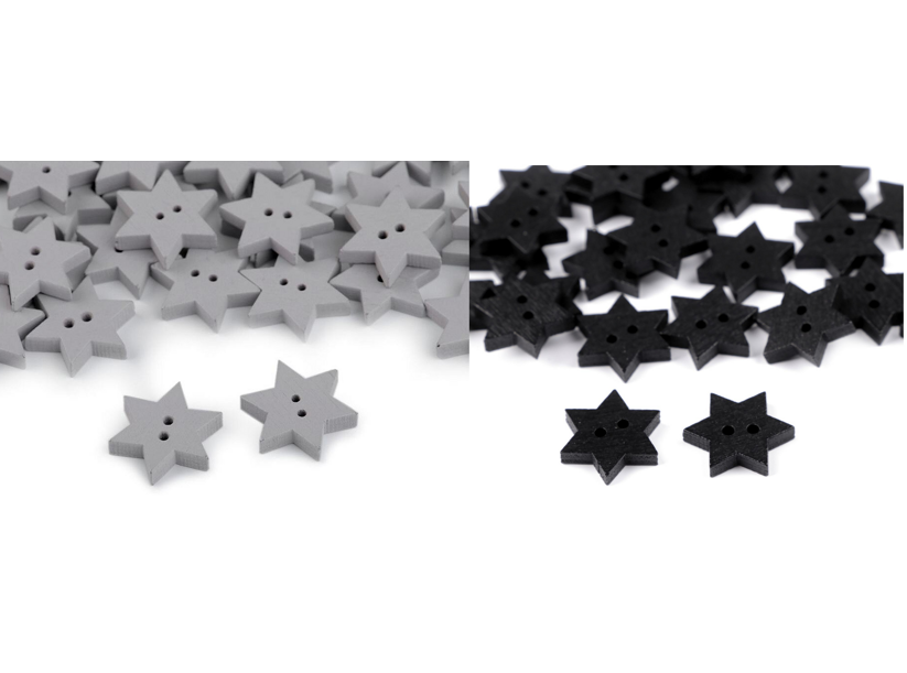 Drevený dekoračný gombík hviezda (10ks)