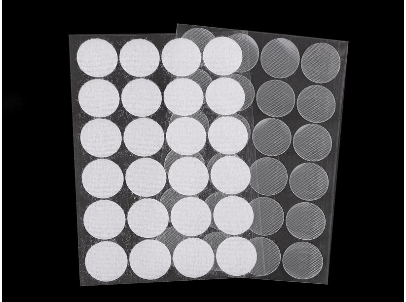 Suchý zip samolepící kolečka průměr 25 mm (24ks) - transparent