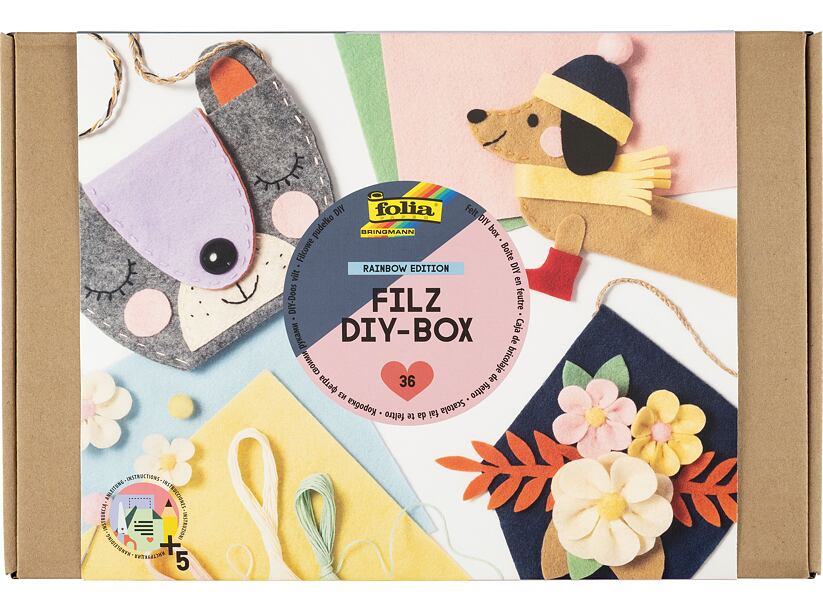 Filcová kreatívna sada - Rainbow edícia (36ks - 5 dekorácií)