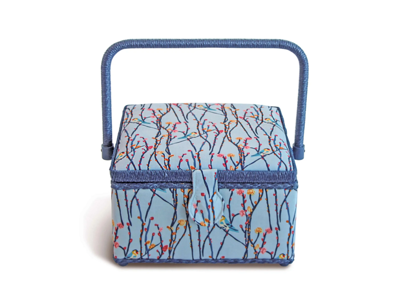 Kazeta - košík na šitie - Blue birds, vel. M - PRIM