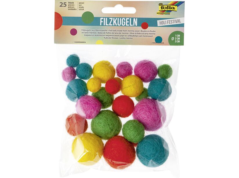 Plstené guličky z merino vlny (25 ks)